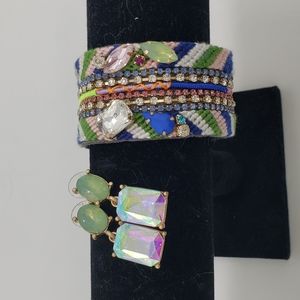 Plunder Clasp Cloth Bohemian Bracelet and Earrings